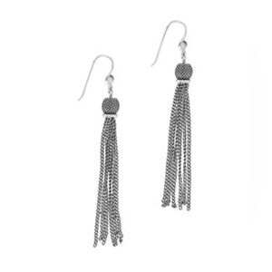 Brighton / Salma Tassel Silver Long Dangle French Wire Earrings